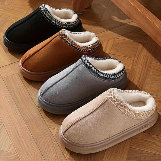 Pantoufles doublées confortables pour femme, Semelle souple, Chaussures d'hiver chaudes pour intérieur et extérieur, Pantoufles élégantes pour couple.