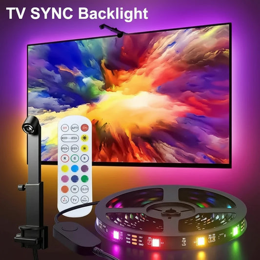 Rétroéclairage TV Ambilight 3.8M 5M Synchronisation à l'écran LED RVB IC Intelligente USB 5V avec Caméra Synchronisation Lumière TV Contrôle par Application Ambiance Gaming