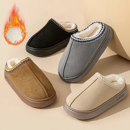 Pantoufles doublées confortables pour femme, Semelle souple, Chaussures d'hiver chaudes pour intérieur et extérieur, Pantoufles élégantes pour couple.
