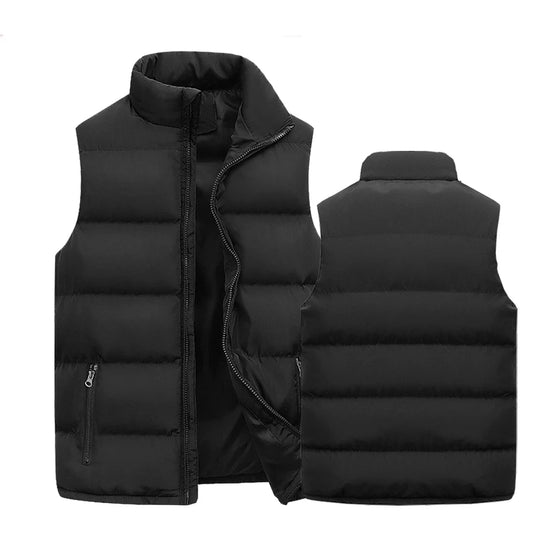 L'Indispensable de l'Hiver : Veste-Gilet Homme. Confort Thermique Garanti, Totalement Imperméable. Son Col Droit et sa Fermeture Éclair Robuste en font l'Allié Parfait de l'Automne Décontracté. Le Gilet de Marque qui Allie Chaleur et Tendance.
